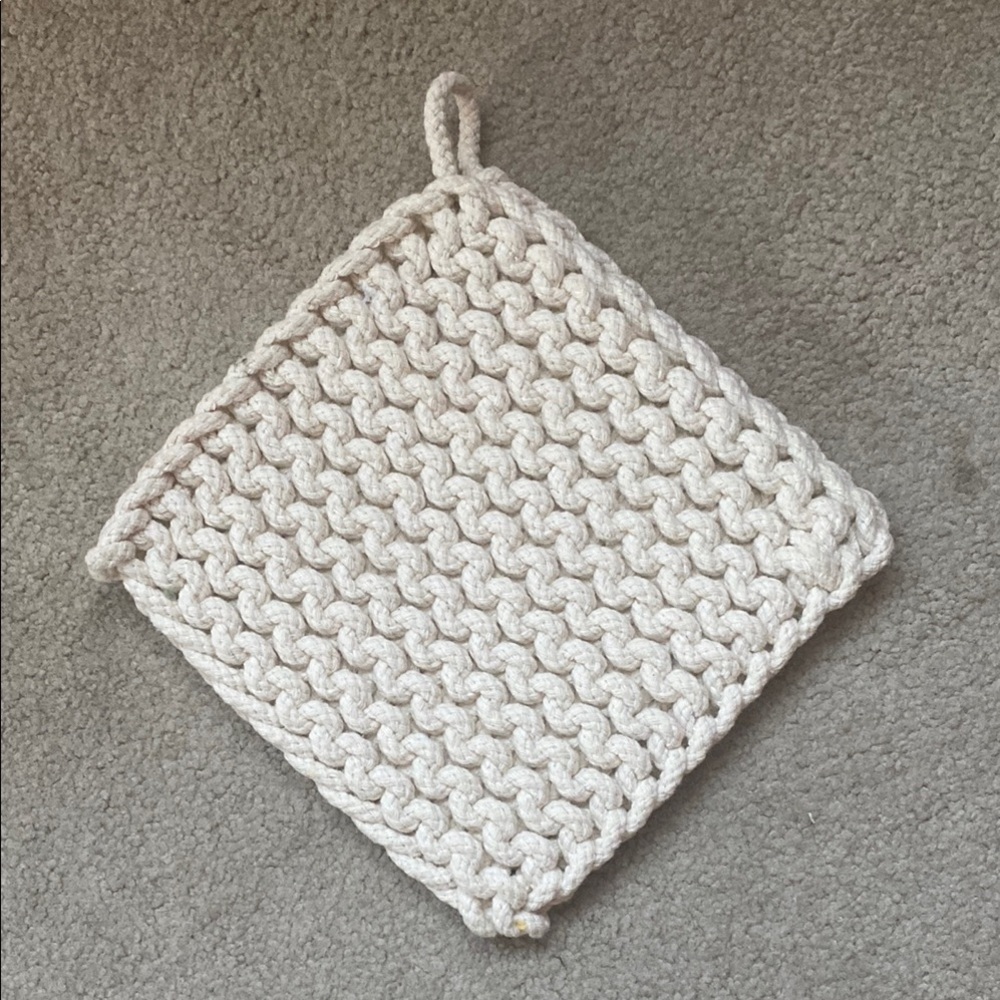 Creative Co-Op Cream Crochet Accent Pot Holder